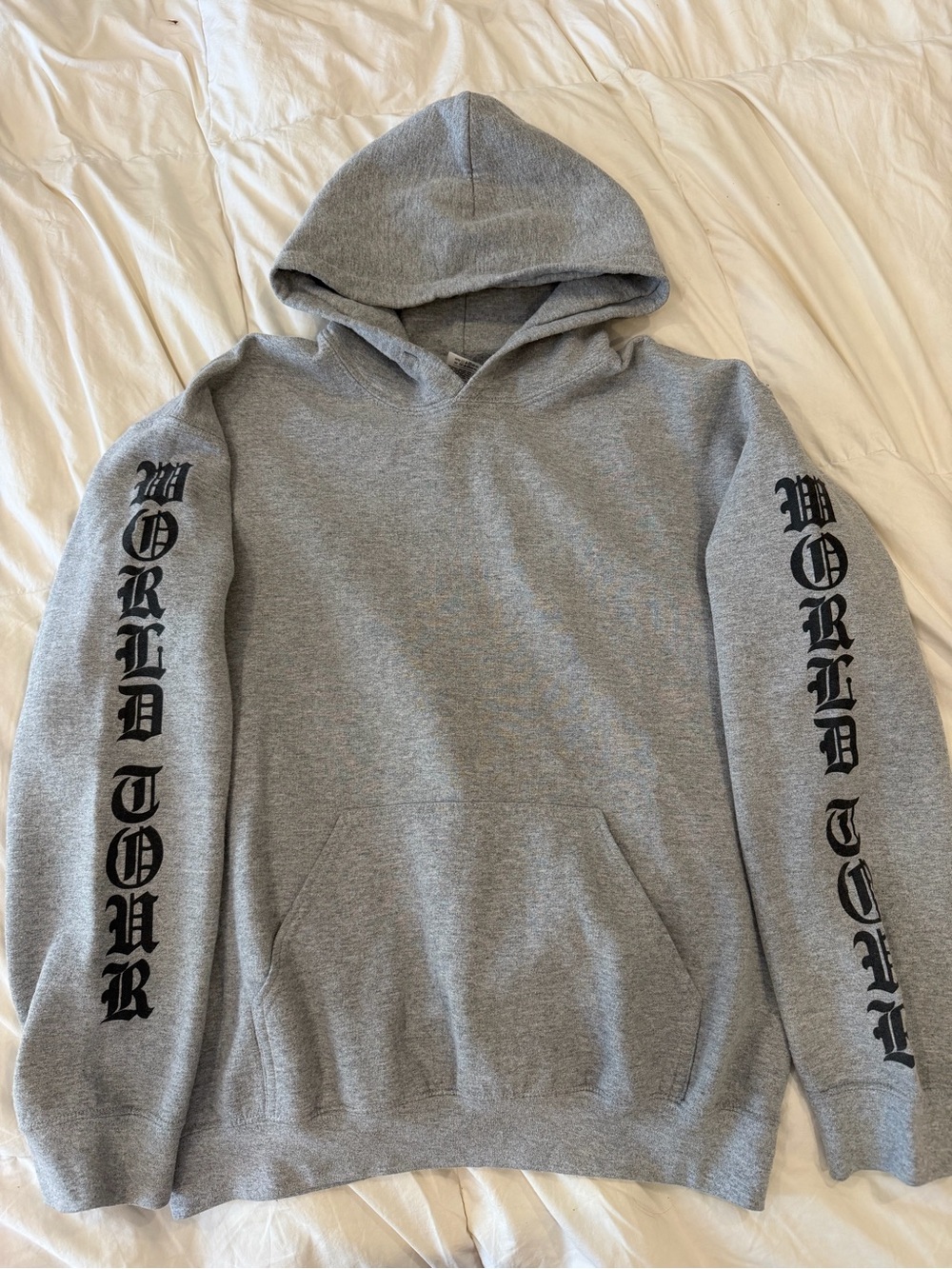 Grey Justin Bieber 'World Tour' Graphic Hoodie Sweatshirt